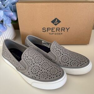 Sperry Women’s Grey Perforated Slip-On Sneakers